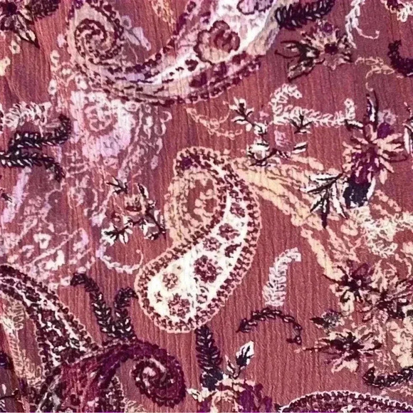 Altar’d State Mauve Purple Paisley Boho Tie-Front Top S - Picture 6 of 10
